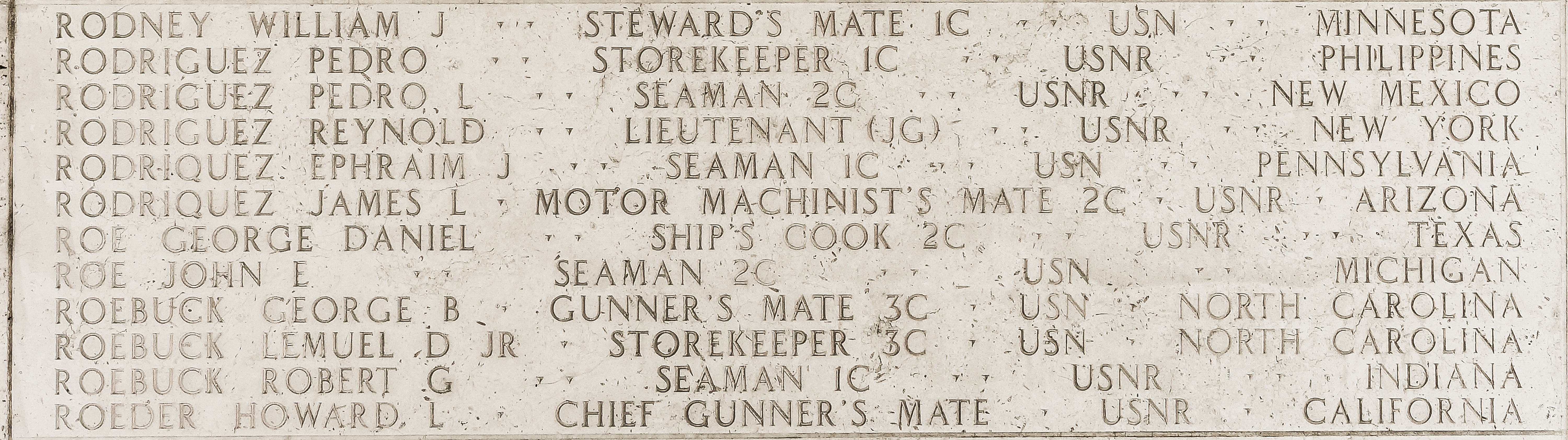 Lemuel D. Roebuck, Storekeeper Third Class